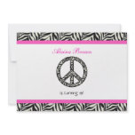 Zebra Print  Peace Sign Birthday Party Invitation
