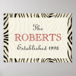 Zebra print personalised family poster
