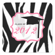 Zebra Print & Pink Class of 2012 Graduation Stickers