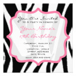 Zebra Print & Pink Cupcake Birthday Party Invite