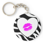 Zebra Print Pink Kiss Keychains