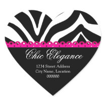 Zebra Print & Pink Lace Heart Stickers