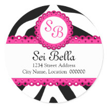 Zebra Print & Pink Lace Monogram Stickers