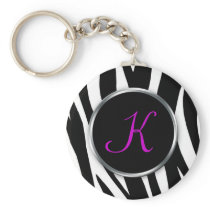 Zebra Print : Purple Monogram : Keychain