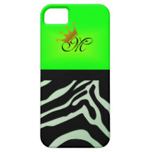 Zebra Print Royal Crown Monogram Iphone 5 Case