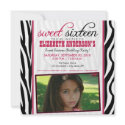 Zebra Print Sweet 16 Party Invitation (hot pink)