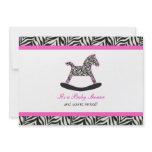 Zebra Rocking Horse Party Invitations