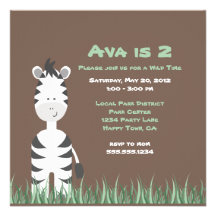 Zebra Safari Invitation or Thank You Note