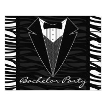 Zebra Stripe Tuxedo Bachelor Party Invitation