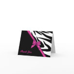 Zebra Stripes and Ribbon Thank You Note Card