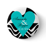 Zebra Stripes and Turquoise Heart Bridal Party Pin