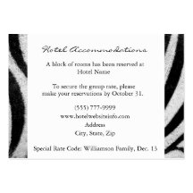 Zebra Stripes Hotel Accommodation Cards Business Card Templates