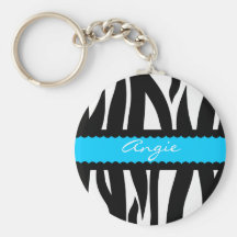 Zebra Stripes Pattern Personalised Name Keychain