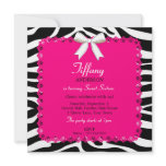 Zebra Stripes with Hot Pink Lace Sweet 16 Birthday invitations
