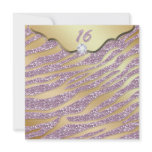 Zebra Sweet 16 Party Invite Pink Gold Jewelry