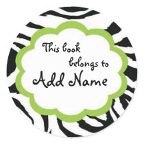 Zebra "This book belongs to" sticker