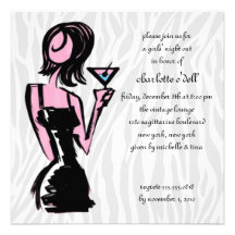 zebra white; bachelorette personalised invites