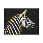 Zebra with black and white stripes canvas prints