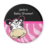 Zebra with Pink Zebra stripes Baby Shower Favour magnets