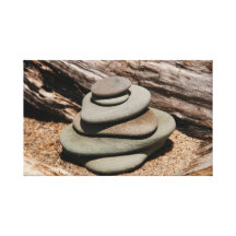 Zen Beach Stone Stretched Canvas Prints