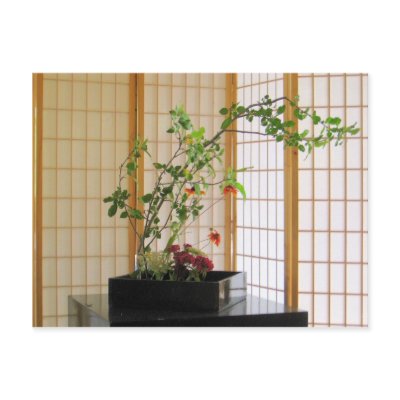 zen flower arrangement post card by carlajean42