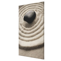 zen garden with pebble detail on raked sand gallery wrap canvas