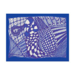 Zentangle blue white drawing, postcards