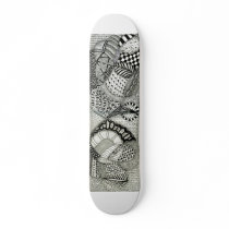 Zentangle Inspired Black and White Skateboard