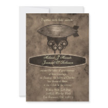 Zeppelin Steampunk Wedding Invitation
