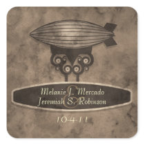 Zeppelin Steampunk Wedding Sticker