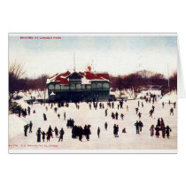 ZHR0030 1908 Vintage Skating at Lincoln Park, Chic Greeting Cards