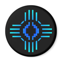Zia Sun Sign Blue Refrigerator Magnet
