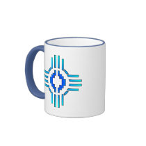 Zia Sun Sign Blue Mugs