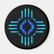 Zia Sun Sign Blue Refrigerator Magnet