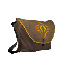 Zia Sun Sign Messenger Bag with buckskin cover