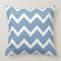 Zigzag Pillow with Dusk Blue Chevron
