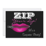 ZIP your lip surprise party invite hot pink lips invitations