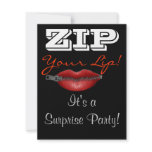 ZIP your lip surprise party invite invitations
