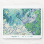 Zodiac Aquarius mousepad white border