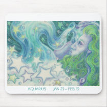 Zodiac Aquarius mousepad white border