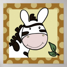 Zoey the Zebra 10x10 Square Print in Yellow/Brown