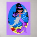Zola the Purple Mermaid and Dolphin Poster