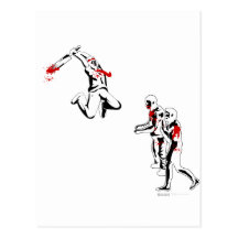 Zombie Attack - Cricket Bat Kill Destroy Shirt Postcard