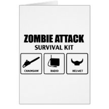 zombie attack survival kit greeting cards