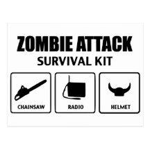zombie attack survival kit post card