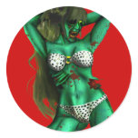 Zombie Babe Round Sticker