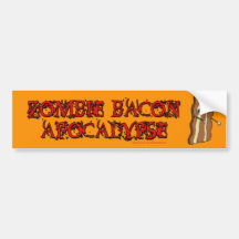 Zombie Bacon Apocalypse bumper sticker ORANGE