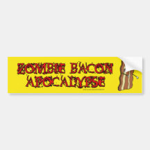 Zombie Bacon Apocalypse bumper sticker YELLOW