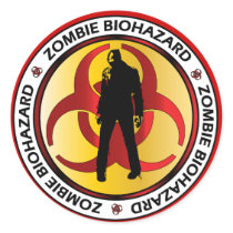 Zombie Biohazard Waste Round Stickers
