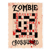 Zombie crossword postcard